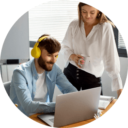 man woman working together startup company Copy